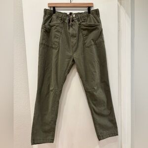 Mutual Weave Men's Olive Green Pants workwear XL relaxed drawstring soft canvas